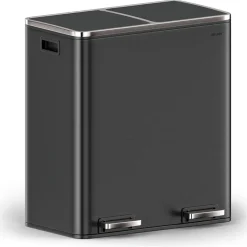 O’DADDY Prullenbak 60L - 2 Vakken - Voetbediening - Soft-Close - Zwart