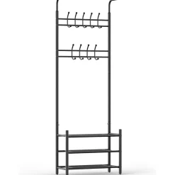 O'DADDY Staande Kapstok met Schoenenrek - Zwart Metaal
