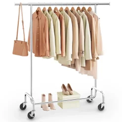O'DADDY Verstelbaar Kledingrek op Wieltjes - Stabiel tot 130 kg - Zilver
