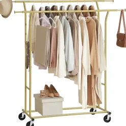 O'DADDY Verstelbaar Kledingrek op Wieltjes - Metaal - Goud - Tot 110 kg