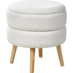 OKATON - Hocker met opbergruimte - Wit - Bouclé