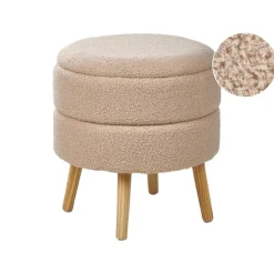 OKATON - Hocker met opbergruimte - Beige - Bouclé