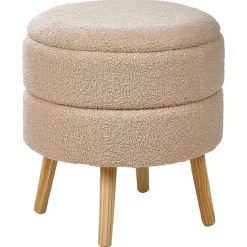 OKATON - Hocker met opbergruimte - Beige - Bouclé
