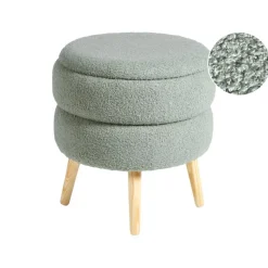 OKATON - Hocker met opbergruimte - Groen - Bouclé