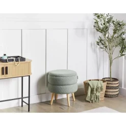 OKATON - Hocker met opbergruimte - Groen - Bouclé