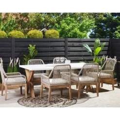 OLBIA - Tuinset voor 6 stoelen - Wit/Beige - Vezelcement