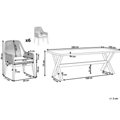 OLBIA - Tuinset voor 6 stoelen - Wit/Beige - Vezelcement