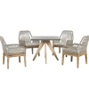 OLBIA - Tuinset voor 4 Vierkant - Grijs/Beige - Vezelcement