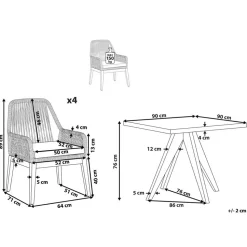 OLBIA - Tuinset voor 4 Vierkant - Grijs/Beige - Vezelcement