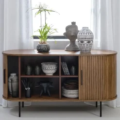 Olivine Lenn Sideboard Gerookt Eiken - Hout - Schuifdeuren - B 140 cm