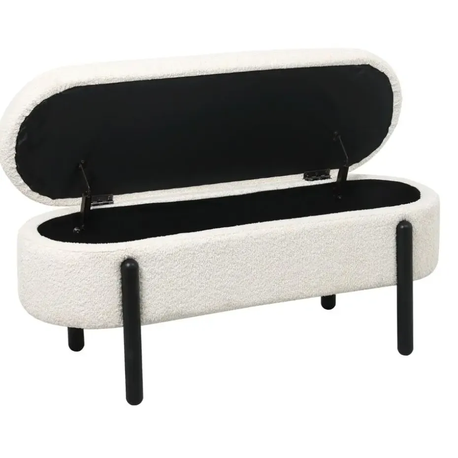 Opbergbank Stof Beige - Met Opbergruimte - 108x41x48cm - Vieve