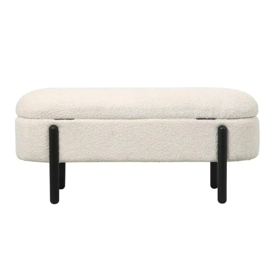 Opbergbank Stof Beige - Met Opbergruimte - 108x41x48cm - Vieve