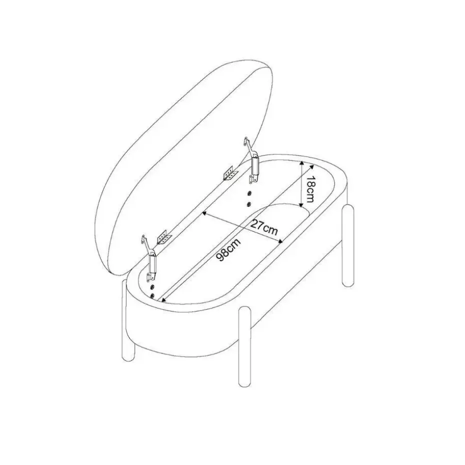 Opbergbank Stof Beige - Met Opbergruimte - 108x41x48cm - Vieve