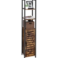 Opbergkast - Staande smalle kast - 3 Open Planken Rustiek Bruin