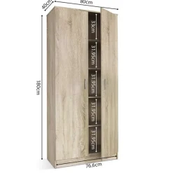 Opbergkast Ray 80cm met 2 deuren en 4 legplanken - sonoma eik