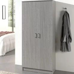 Opbergkast Ray 80cm met 2 deuren en 4 legplanken - grijze eik