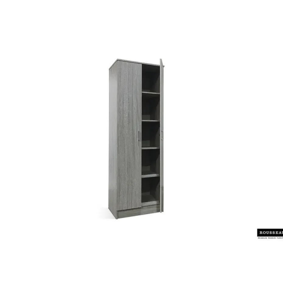 Opbergkast Ray 60cm met 2 deuren en 4 legplanken - grijze eik