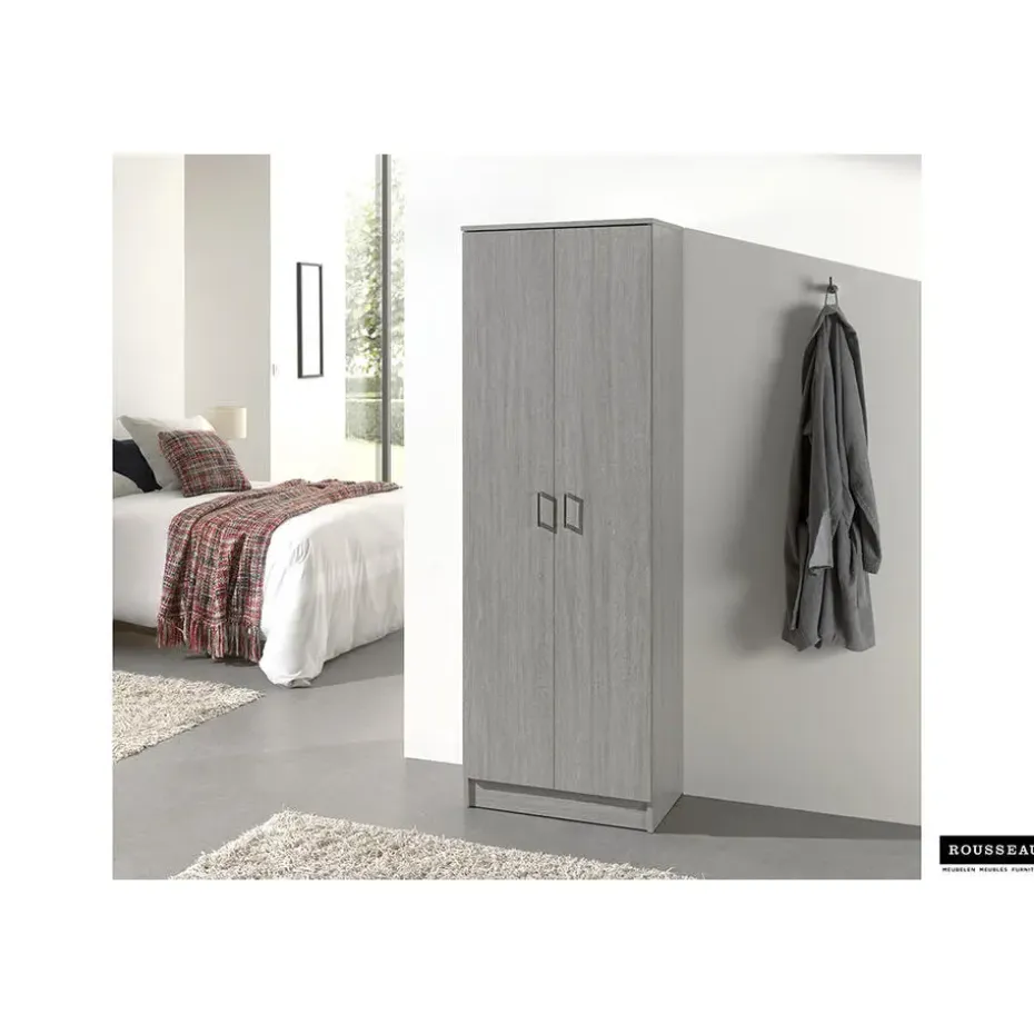 Opbergkast Ray 60cm met 2 deuren en 4 legplanken - grijze eik