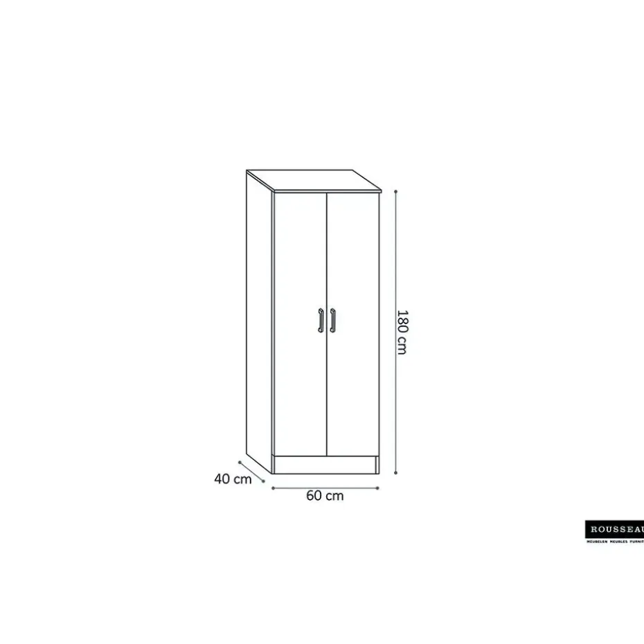 Opbergkast Ray 60cm met 2 deuren en 4 legplanken - grijze eik