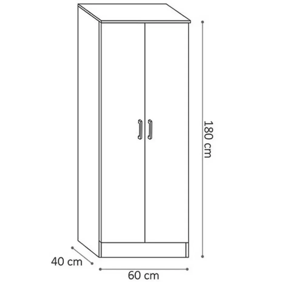 Opbergkast Ray 60cm met 2 deuren en 4 legplanken - grijze eik