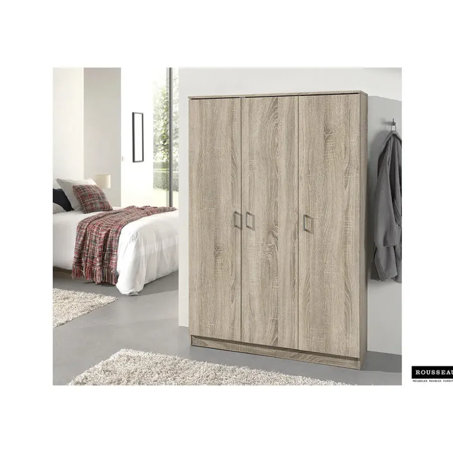 Opbergkast Ray 120cm met 3 deuren en 4 legplanken - sonoma eik