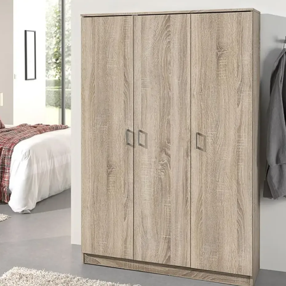 Opbergkast Ray 120cm met 3 deuren en 4 legplanken - sonoma eik