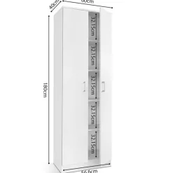 Opbergkast Ray 60cm met 2 deuren en 4 legplanken - wit