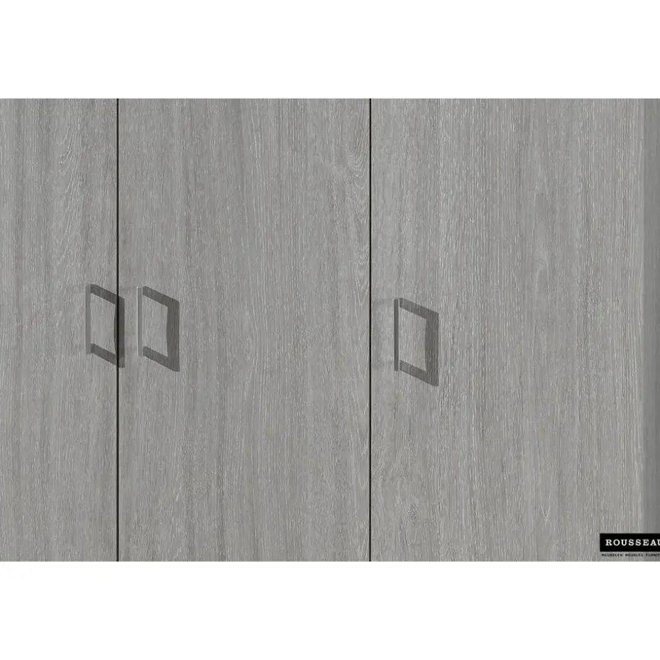 Opbergkast Ray 120cm met 3 deuren en 4 legplanken - grijze eik