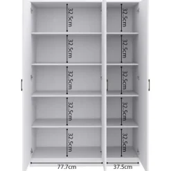 Opbergkast Ray 120cm met 3 deuren en 4 legplanken -wit
