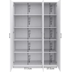 Opbergkast Ray 120cm met 3 deuren en 4 legplanken -wit