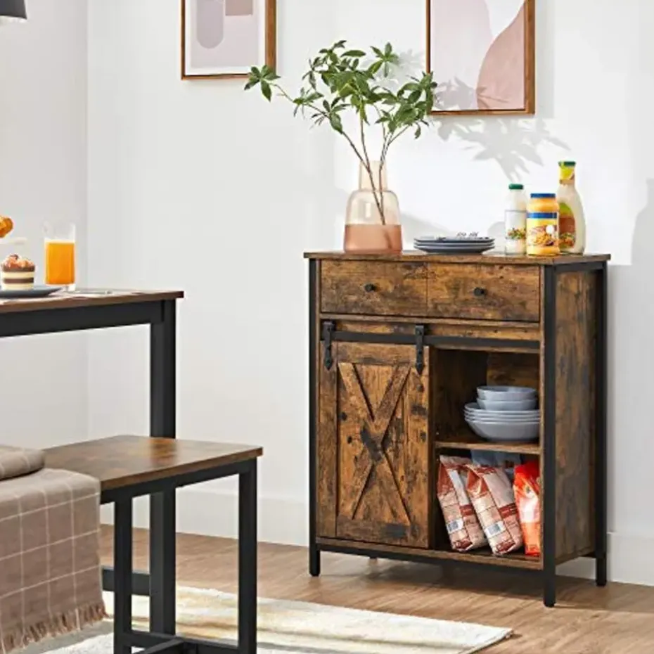 Opbergkast Vasagle Cobado: Industriële stijl met lade en schuifdeur
