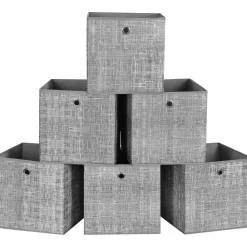 Opvouwbare opbergdozen, 6 stuks, kubussen, bakken, manden, kisten