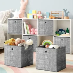 Opvouwbare opbergdozen, 6 stuks, kubussen, bakken, manden, kisten