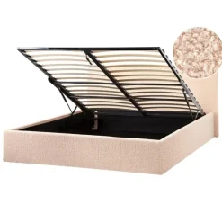ORBEY - Bed met opbergruimte - Beige - 140 x 200 cm - Bouclé