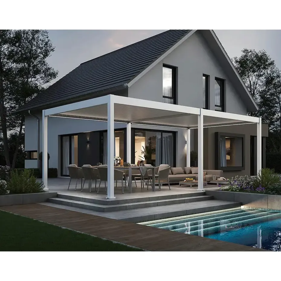 Orion Deluxe overkapping elektrisch met LED 360 x 720 cm wit