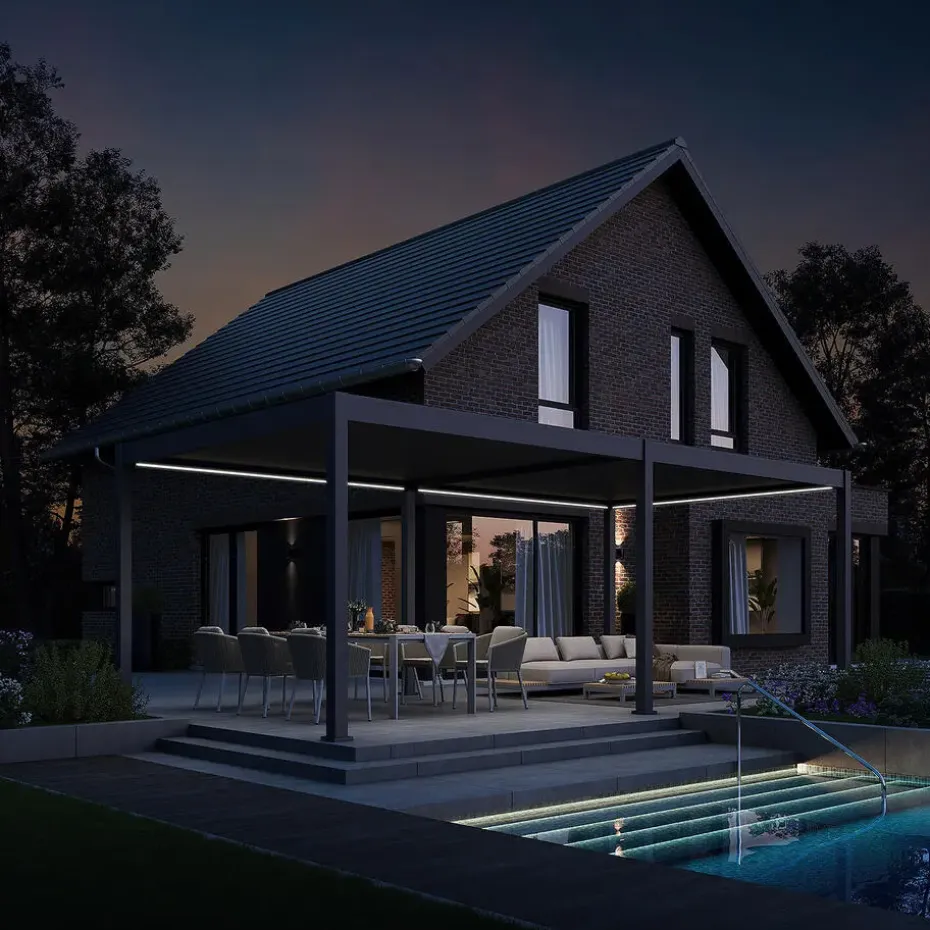 Orion Deluxe overkapping elektrisch met LED 360 x 720 antraciet