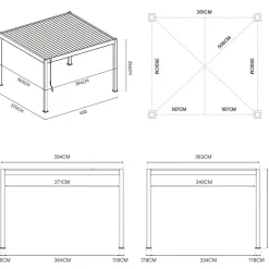 Orion Deluxe overkapping elektrisch met LED 360 x 400 antraciet