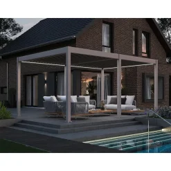 Orion Deluxe overkapping elektrisch met LED 360 x 530 cm lichtgrijs