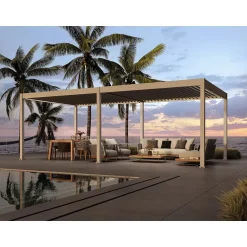 Orion Deluxe overkapping elektrisch met LED 360 x 720 cm lichtgrijs