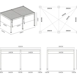 Orion Deluxe overkapping elektrisch met LED 360 x 530 antraciet