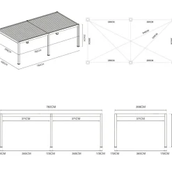 Orion Premium overkapping elektrisch met LED 400 x 800 antraciet