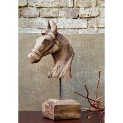 Ornament op voet Horse - Hout - 25x14x48cm
