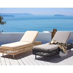 OSINI - Ligstoel - Grijs - Rotan