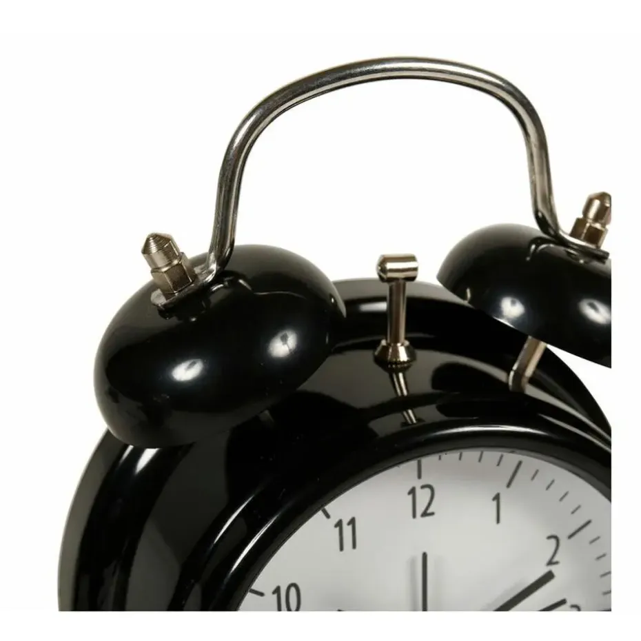 Ostaria Tafelklok en wekker Model Bells - zwart - 12 cm - metaal
