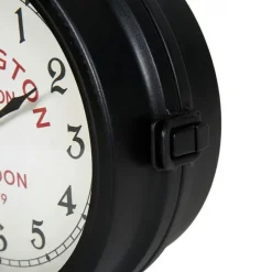 Ostaria Wandklok/muur klok - 21cm - Station klok - metaal - zwart