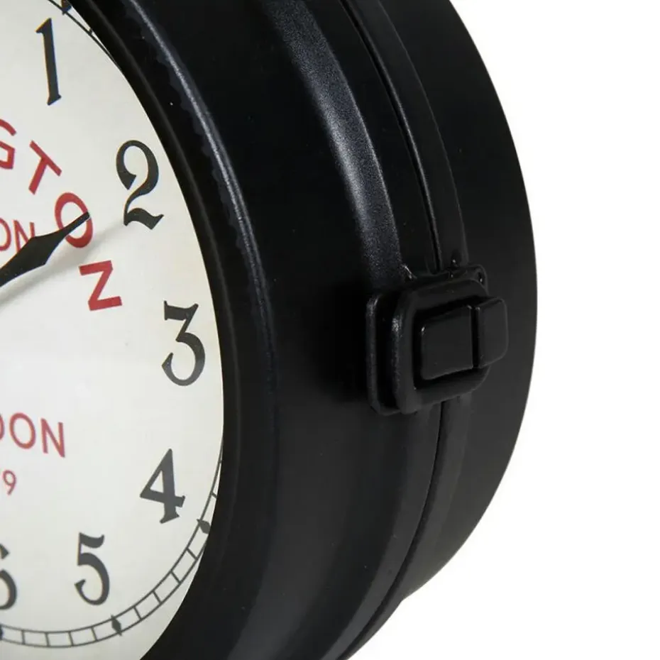 Ostaria Wandklok/muur klok - 21cm - Station klok - metaal - zwart