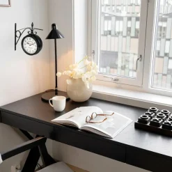 Ostaria Wandklok/muur klok - 21cm - Station klok - metaal - zwart