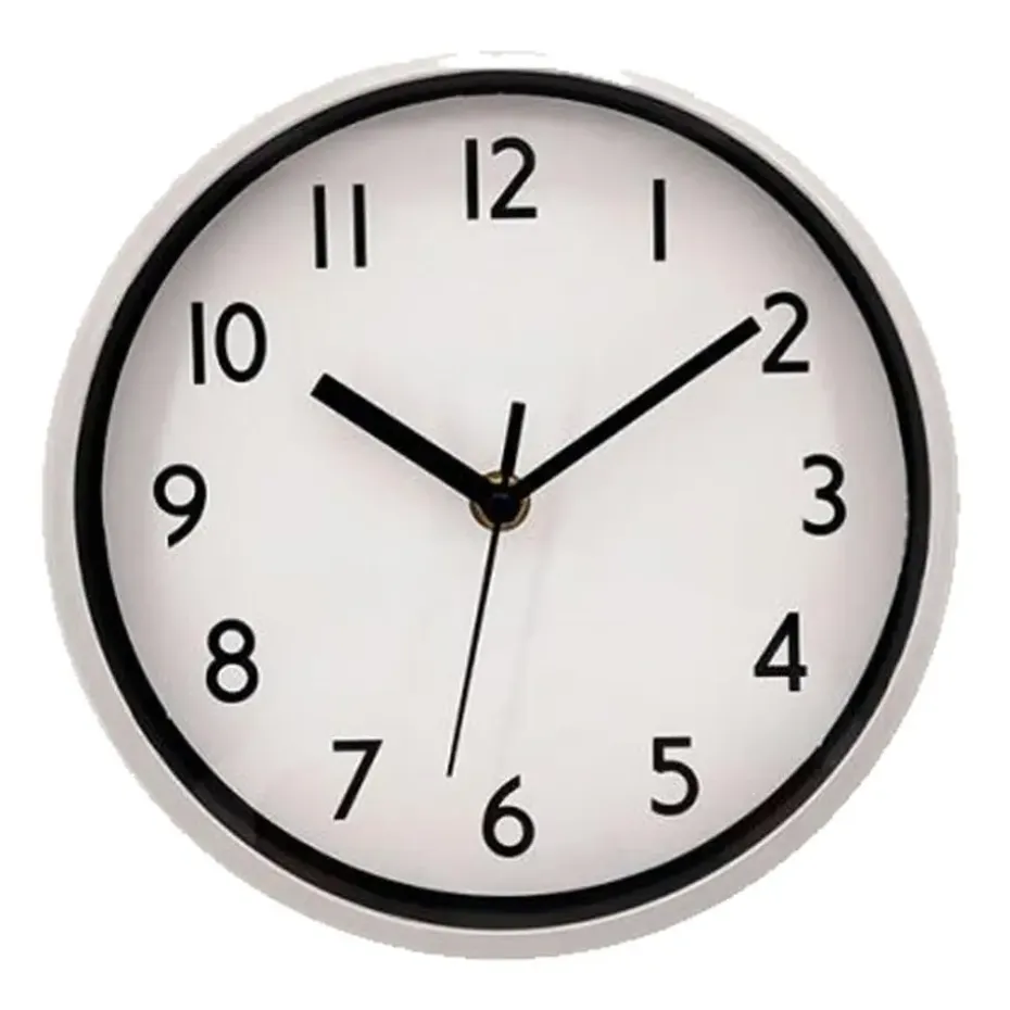 Ostaria Wandklok/muur klok - D20 cm - kunststof - zilver