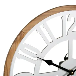 Ostaria Wandklok/muur klok - D40 cm - MDF - wit/bruin - kamer