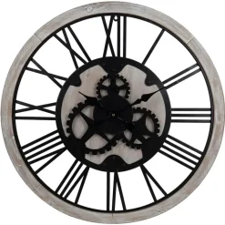 Ostaria Wandklok/muur klok - D79cm - MDF/metaal - naturel - kamer